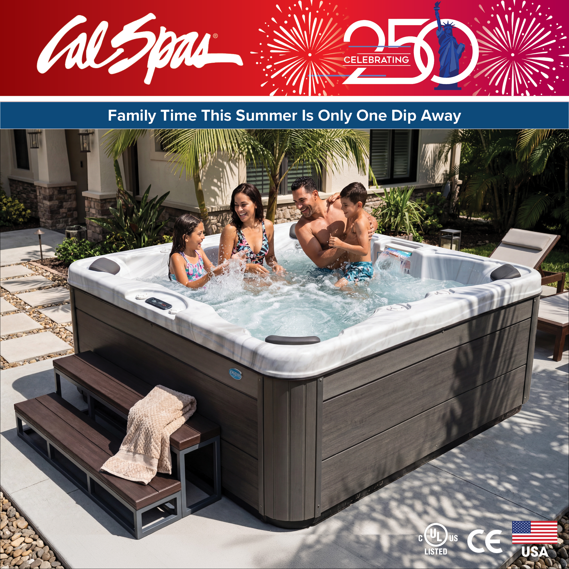 Calspas hot tub being used in a family setting - Vellinge